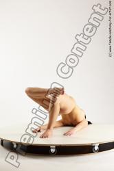 Nude Gymnastic poses Woman White Sitting poses - ALL Slim long black Multi angle poses Pinup